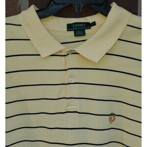 Mens Lauren Ralph Lauren Short Slv Polo Shirt - Yellow, Black Stripe Size XXL